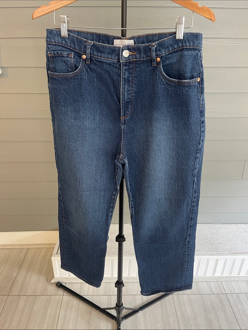 LOFT Straight-Leg Dark Blue Denim Jeans Size 31/12